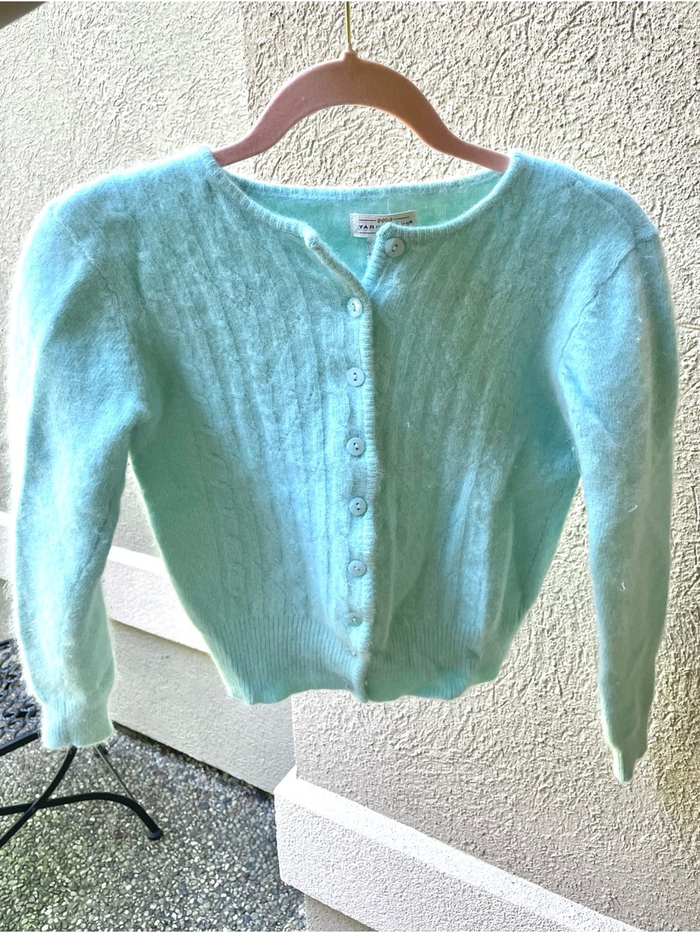 Vintage Light Aqua 50% lambswool 40% rabbit hair Cardigan fits small